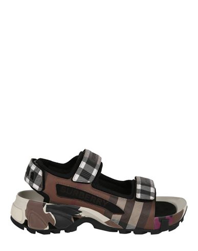 BURBERRY BURBERRY CHECK PRINT HOOK AND LOOP SANDALS MAN SANDALS MULTIcolourED SIZE 9 POLYURETHANE, COTTON, POL