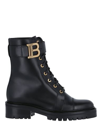 BALMAIN BALMAIN RANGER ROMY LEATHER COMBAT BOOTS WOMAN ANKLE BOOTS BLACK SIZE 7.5 TANNED LEATHER