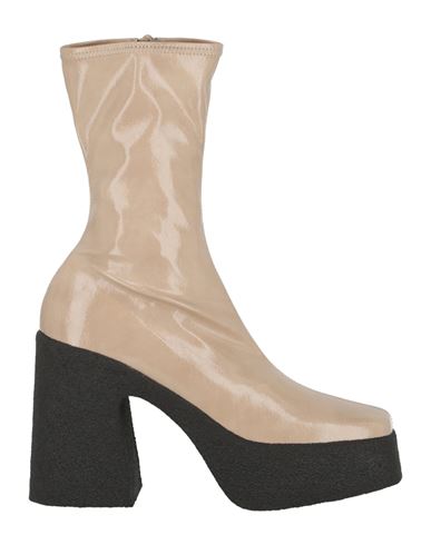 Stella Mccartney Skyla Platform Boots Woman Ankle Boots Beige Size 11 Polyurethane, Polyester