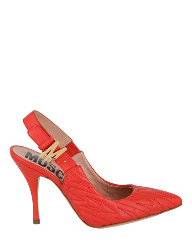 Moschino M-quilted Slingback Pumps Woman Pumps Orange Size 11 Tanned Leather