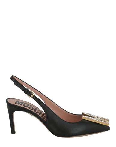 Moschino Gold-tone Crystal Embellished Pump Woman Pumps Black Size 9 Calfskin