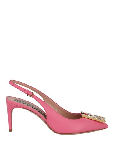 Shop Moschino Gold-tone Crystal Embellished Pump Woman Pumps Pink Size 8 Calfskin