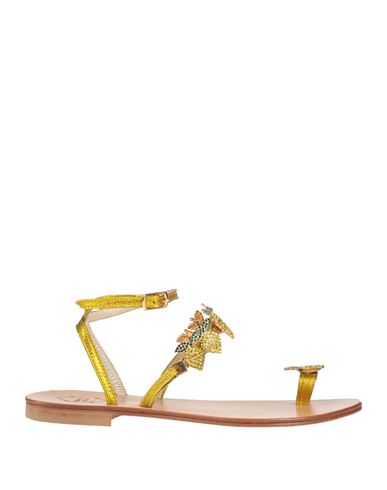 Emanuela Caruso Capri Woman Thong Sandal Yellow Size 7.5 Leather
