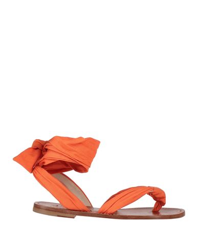 Christian Louboutin Woman Thong Sandal Orange Size 8 Textile Fibers