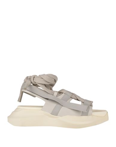 Rick Owens Man Sandals Light Grey Size 11 Leather, Textile Fibers In Gray