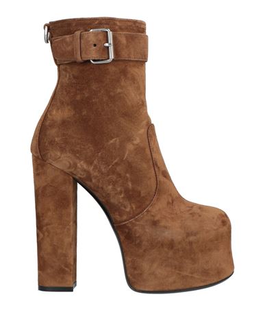 Saint Laurent Woman Ankle Boots Brown Size 10 Leather