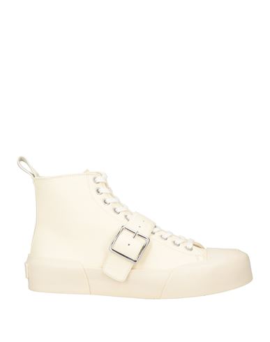Shop Jil Sander Woman Sneakers Ivory Size 8 Leather In White
