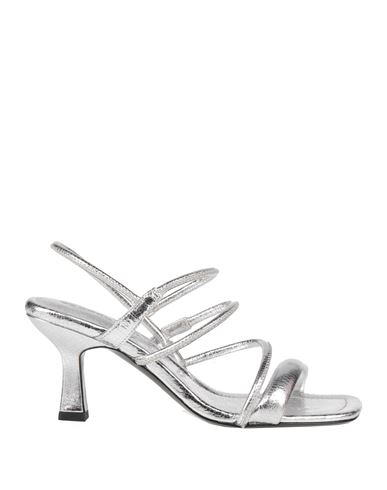Sandro Woman Sandals Silver Size 7.5 Leather