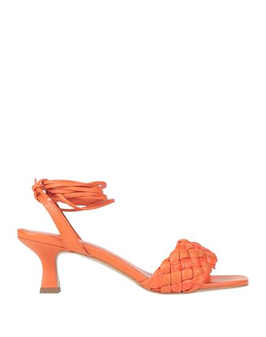 Paolo Mattei Woman Sandals Orange Size 8 Textile Fibers