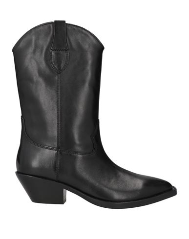 Ash Woman Ankle Boots Black Size 8 Leather In Black