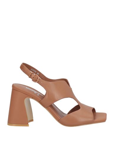 Shop Jeannot Woman Sandals Camel Size 8 Leather In Beige