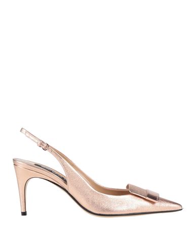 Sergio Rossi Woman Pumps Rose Gold Size 8 Leather