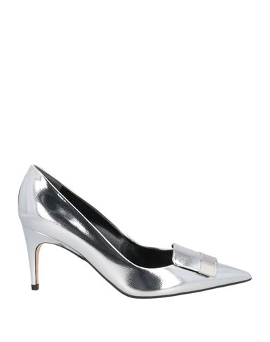 Sergio Rossi Woman Pumps Silver Size 7 Leather