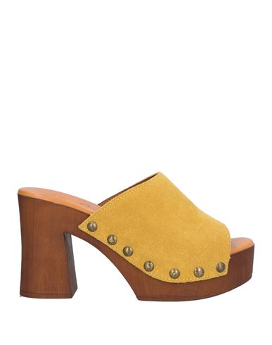 Lola Peres Woman Mules & Clogs Ocher Size 7 Leather In Yellow