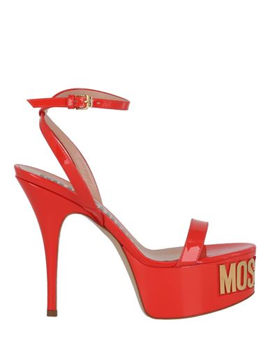 Moschino Logo-letter Patent Leather Platform Pump Woman Sandals Orange Size 11 Viscose