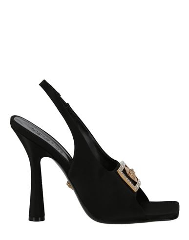 Versace Medusa Plaque Heeled Sandals Woman Sandals Black Size 6 Viscose, Silk