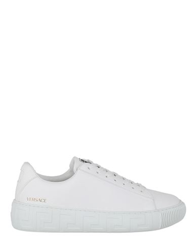 Shop Versace Greca Leather Sneakers Woman Sneakers White Size 6 Calfskin