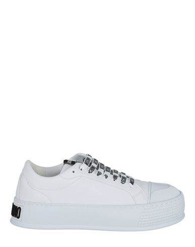 MOSCHINO MOSCHINO LACE-UP LEATHER LOW-TOP SNEAKERS MAN SNEAKERS WHITE SIZE 12 POLYURETHANE, POLYAMIDE