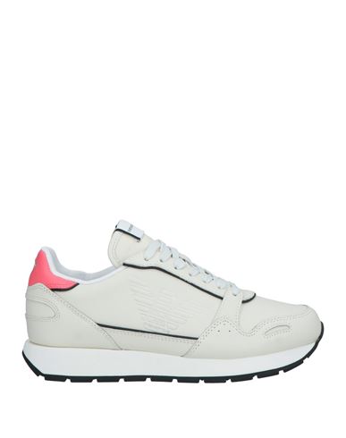 Emporio Armani Woman Sneakers Ivory Size 11.5 Leather In White