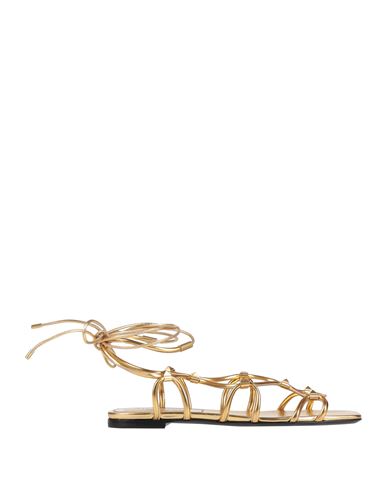 Valentino Garavani Woman Sandals Gold Size 8 Leather