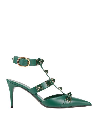 Shop Valentino Garavani Woman Pumps Emerald Green Size 6.5 Leather