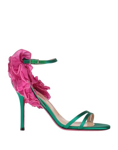 Shop Luciano Padovan Woman Sandals Green Size 7 Textile Fibers