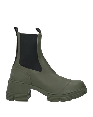 Ganni Woman Ankle Boots Military Green Size 8 Recycled Rubber, Rubber