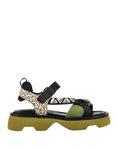 Jeannot Woman Sandals Military Green Size 6 Leather