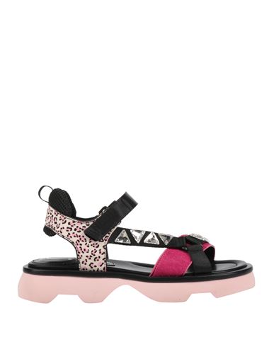 Jeannot Woman Sandals Fuchsia Size 9 Leather In Pink