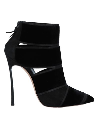 Shop Casadei Woman Ankle Boots Black Size 6.5 Leather, Textile Fibers
