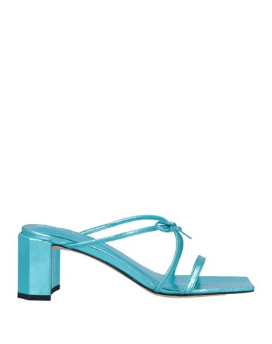 BY FAR BY FAR WOMAN SANDALS TURQUOISE SIZE 8 LEATHER
