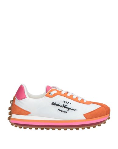 Ferragamo Woman Sneakers Orange Size 5.5 Acrylic, Calfskin