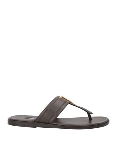 Tom Ford Man Thong Sandal Dark Brown Size 8 Calfskin