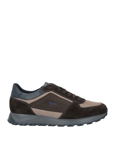Harmont & Blaine Man Sneakers Dark Brown Size 8.5 Leather, Textile Fibers