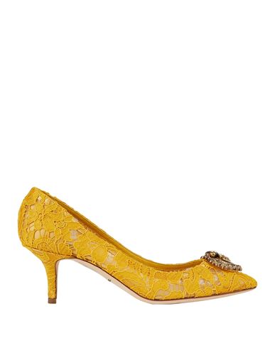 Dolce & Gabbana Woman Pumps Ocher Size 5.5 Viscose, Cotton, Silk, Polyamide In Yellow