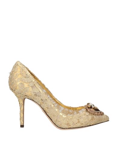 Dolce & Gabbana Woman Pumps Gold Size 6 Polyamide, Lambskin, Polyester