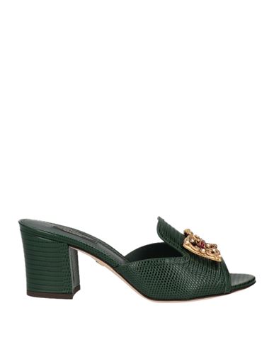Dolce & Gabbana Woman Sandals Green Size 5 Calfskin