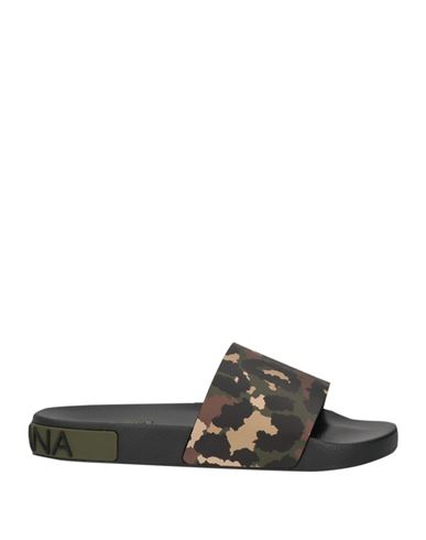 Dolce & Gabbana Man Sandals Military Green Size 9 Calfskin, Rubber