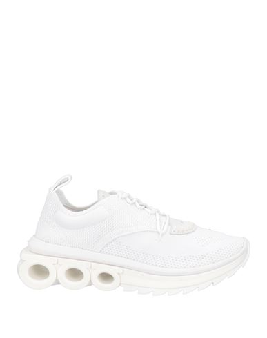 Ferragamo Woman Sneakers White Size 6.5 Polyester, Elastane, Lycra, Calfskin
