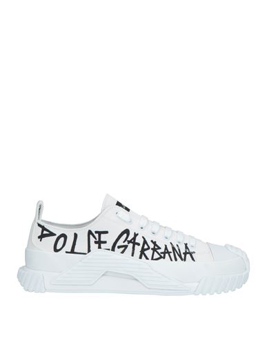 Dolce & Gabbana Man Sneakers White Size 8.5 Cotton, Calfskin