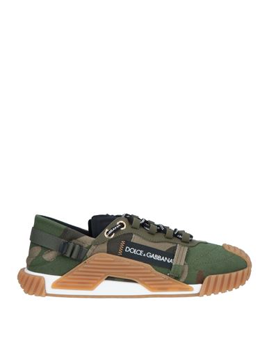 Dolce & Gabbana Woman Sneakers Military Green Size 5.5 Cotton, Calfskin, Elastane, Polyamide