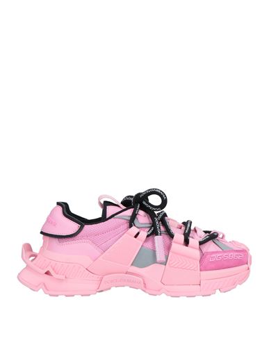 Dolce & Gabbana Woman Sneakers Pink Size 6.5 Polyester, Calfskin, Viscose, Polyamide, Elastane