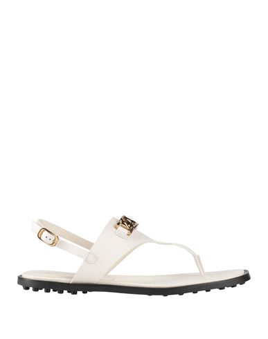 Tod's Woman Thong Sandal Light Grey Size 11 Leather In Grey