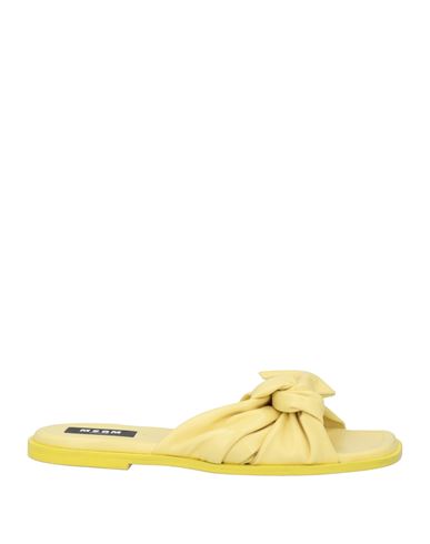 Msgm Woman Sandals Light Yellow Size 11 Leather