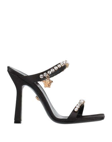 Shop Versace Woman Sandals Black Size 7.5 Textile Fibers