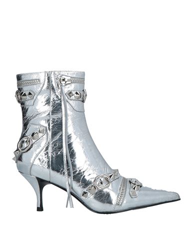 Jeffrey Campbell Woman Ankle Boots Silver Size 7 Leather In Gray