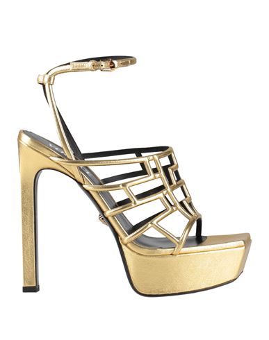 Shop Versace Woman Sandals Gold Size 11 Leather