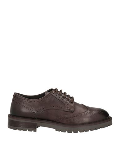 Paolo Da Ponte Man Lace-up Shoes Dark Brown Size 7 Leather In Brown