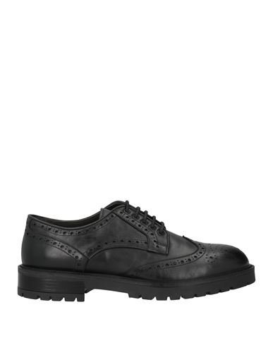 Paolo Da Ponte Man Lace-up Shoes Black Size 7 Leather In Black