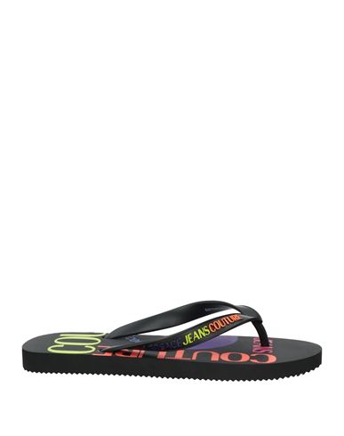 VERSACE JEANS COUTURE VERSACE JEANS COUTURE WOMAN THONG SANDAL BLACK SIZE 5 PVC - POLYVINYL CHLORIDE 